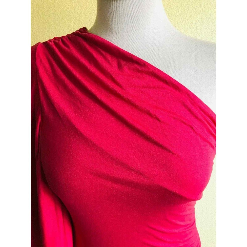 Lush One Shoulder Dress Ruched Bodycon Party Cocktail Raspberry Small NWOT - Picture 4 of 11